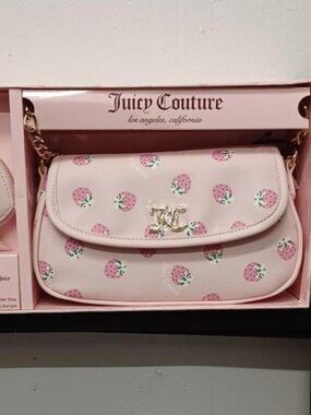 Juicy Couture Strawberry Mini Shoulder Bag Set w/ Heart Coin Purse